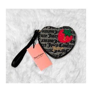 {Juicy Couture} Heart-Shaped Wristlet Coin Purse Strawberry Logo NWT | Y2K